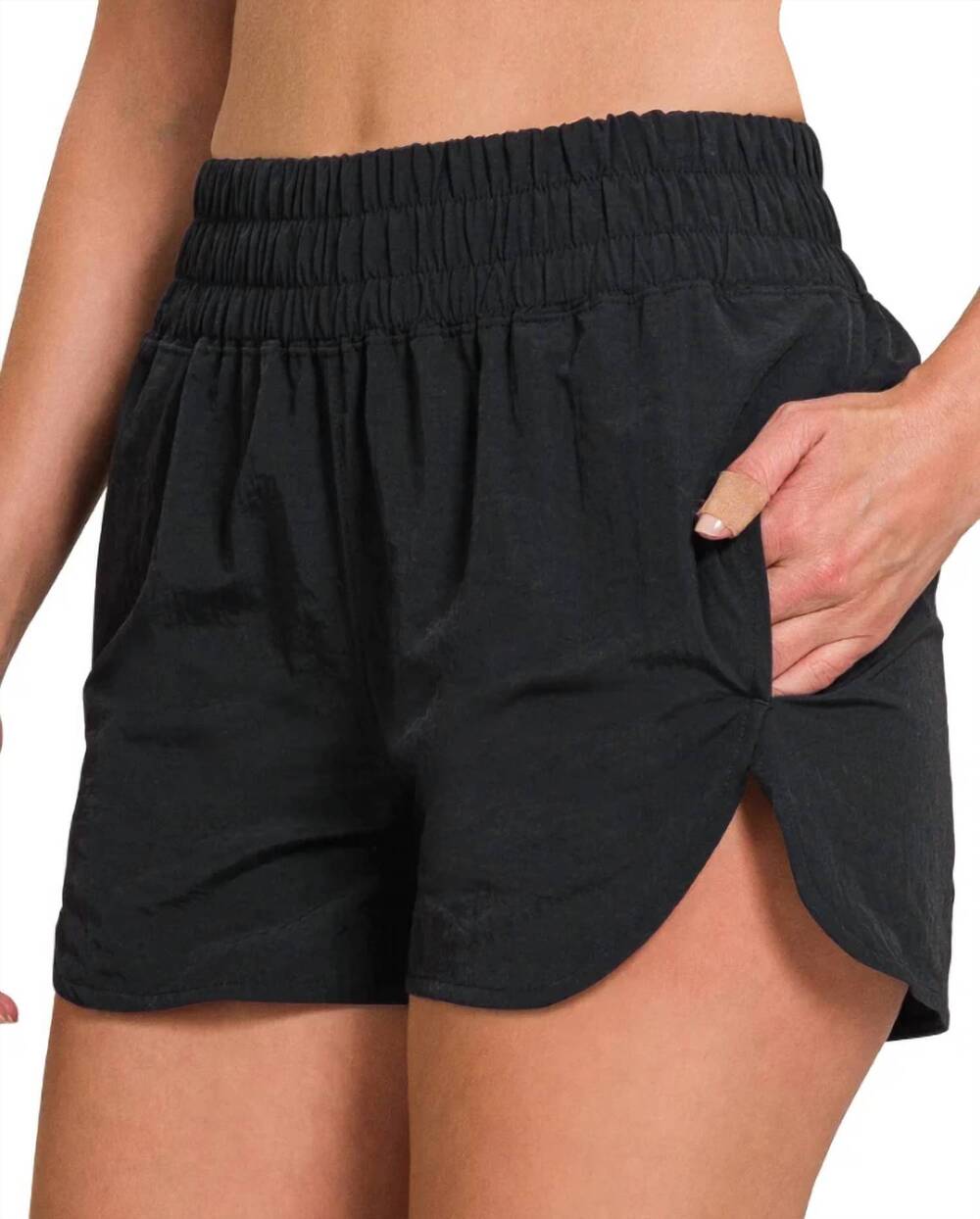 NEW ZENANA west wind running shorts in black